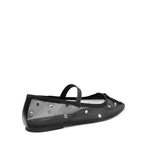 Sheer Mesh Rhinestones Ballet Flats - BLACK - 2
